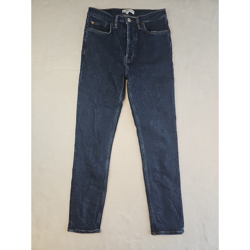 Re/Done Originals High Rise Button Fly Skinny Jeans Dark Wash Women's Size 27